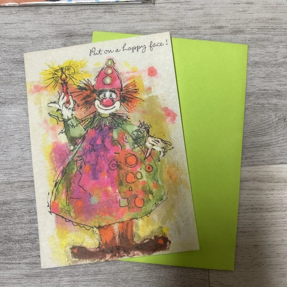 Vtg Birthday Party Supplies Clown Cake Toppers Game Cloth Honeycomb Centerpiece